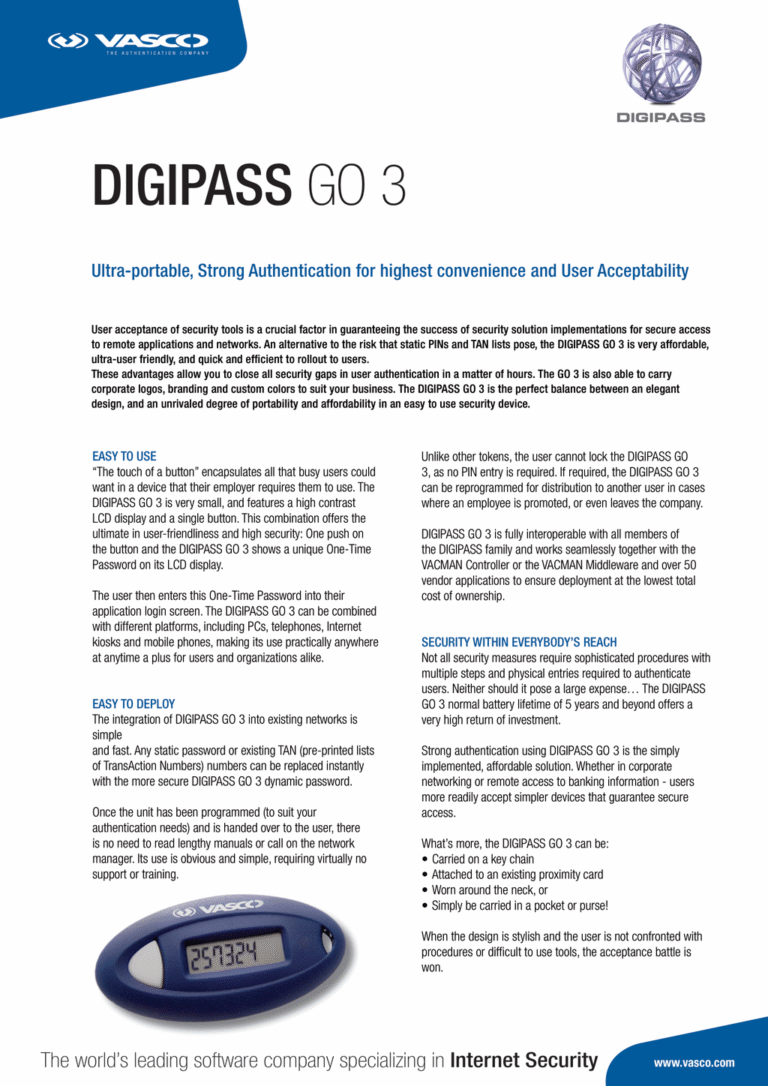 Transistor Go3 Vasco SafeID / Digipass GO3 Teardown – Sector101 Project Blog